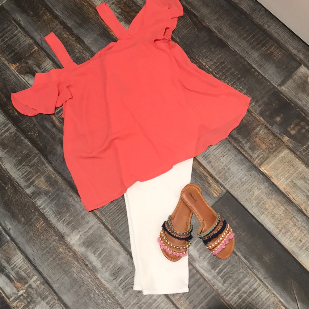 COPY - Coral open shoulder top